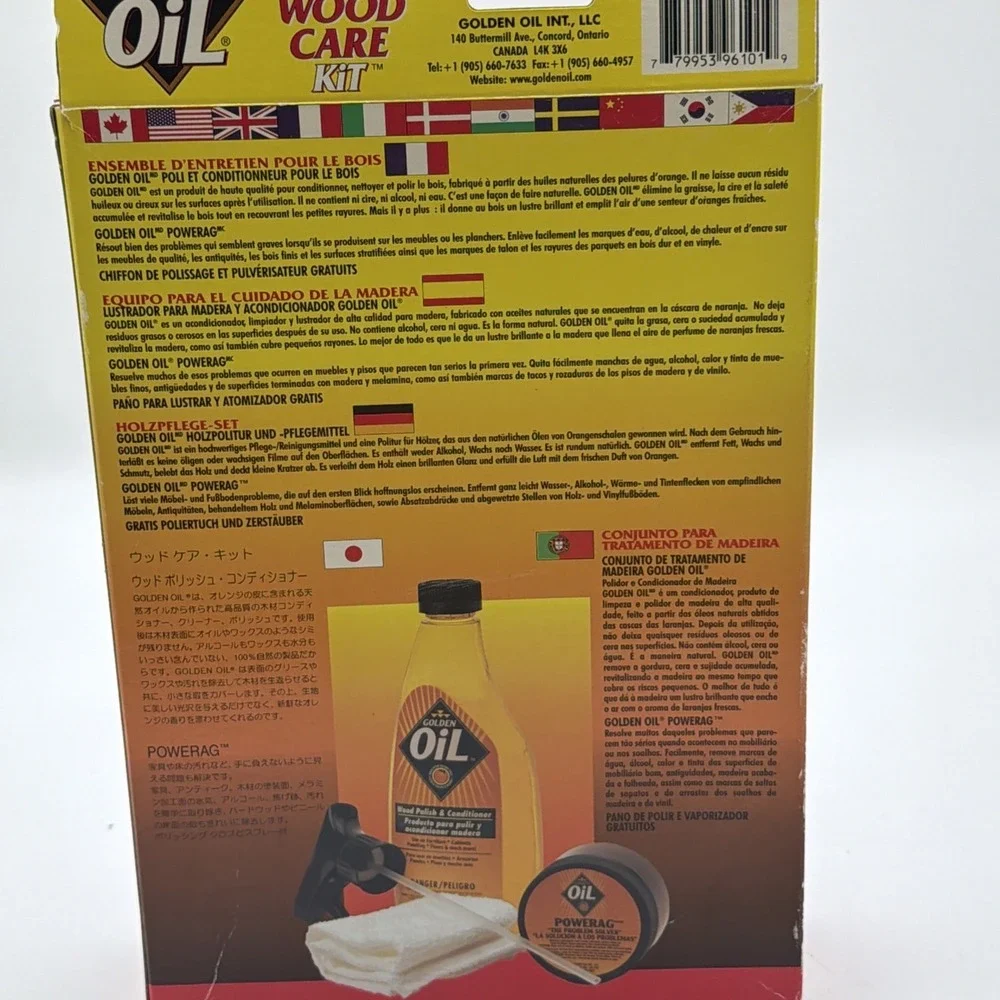 Rare Golden Oil Wood Care Kit Polisher & Conditioner Power Rag As Seen On TV